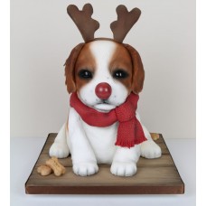 Новогодний торт "Собачка в красном шарфике"