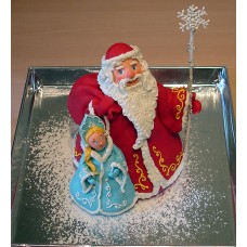 Новогодний торт на заказ "Дедушка Мороз и внучка"