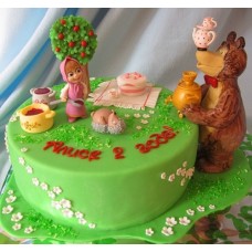 Детский торт "Маша и медведь - Чаепитие"