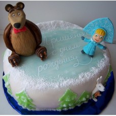 Детский торт "Маша и Медведь - Зима"
