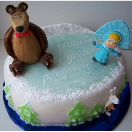 Детский торт "Маша и Медведь - Зима"