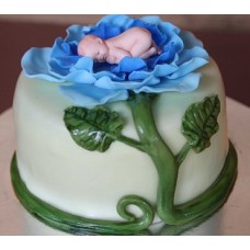 Детский торт "Малыш в голубом цветочке"