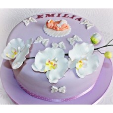 Детский торт "Младенец и орхидеи"