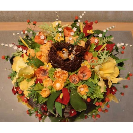 Торт на свадьбу "Любовное гнездышко"