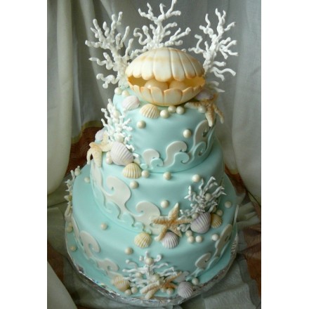 Свадебный торт "Ракушка с кораллами"