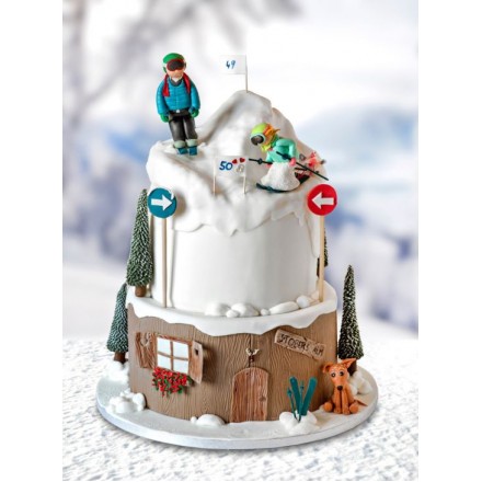 Новогодний торт "Катание на лыжах"