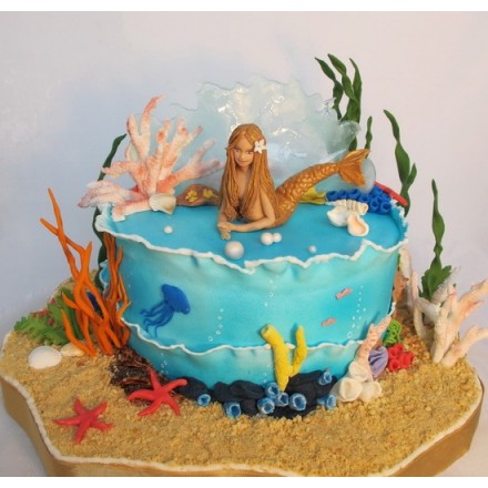 Детский торт "Русалка в море"
