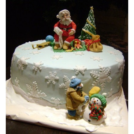 Новогодний торт на заказ "Дед Мороз с мешком подарков"