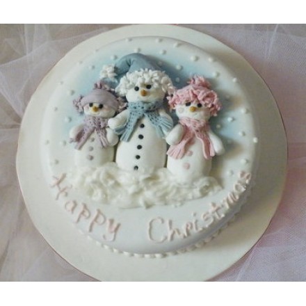 Новогодний торт на заказ "Семья снеговиков"