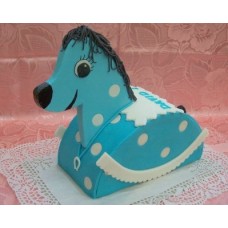 Торт на заказ "Деревянная голубая лошадь"