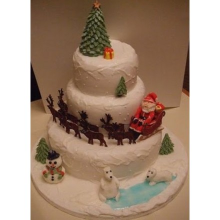 Новогодний торт на заказ "Санта на Северном полюсе"