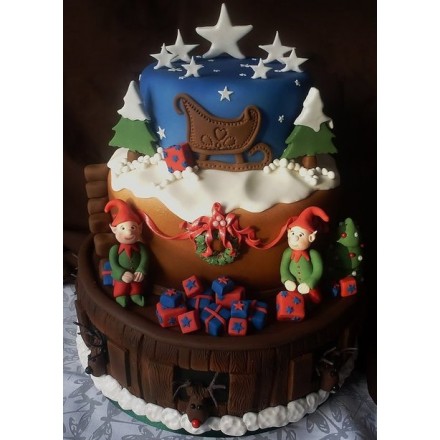 Новогодний торт на заказ "Помощники Санты"