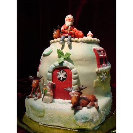 Новогодний торт на заказ "Санта и олени"