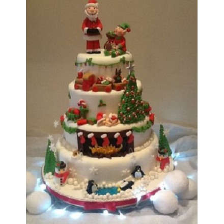 Новогодний торт на заказ "Деревня Санта-Клауса"