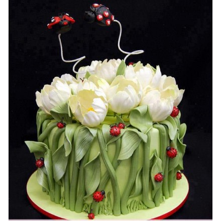 Торт на 14 февраля "Свидание в тюльпанах"