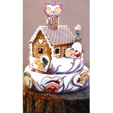 Новогодний торт "Зимний дом. Мишки"