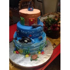 Детский торт "Кит, морской котик и дельфин"