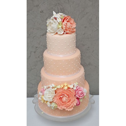 Свадебный торт "Персиковый цвет"