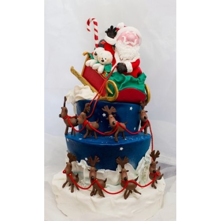Новогодний торт "Дед Мороз и его помощники"