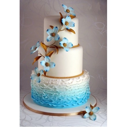 Свадебный торт "Волны и цветы"