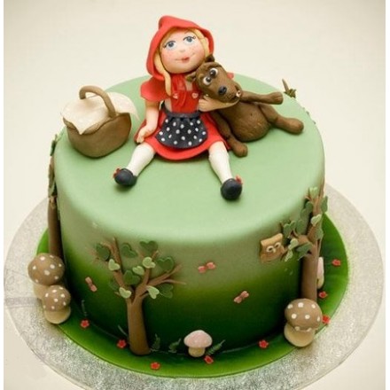 Детский торт "Красная шапочка и лукошко"