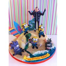 Детский торт "Миньоны на пляже"