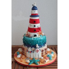 Детский торт "Лето, маяк, пляж!"