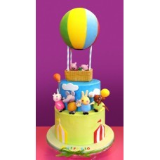 Детский торт "Пеппа с друзьями на воздушном шаре"