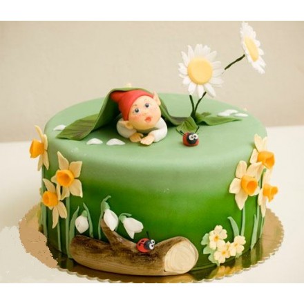 Детский торт "Гномик на полянке"