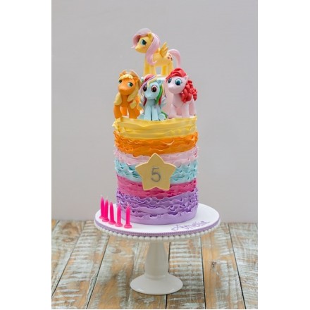 Детский торт "Пони на волнистой радуге"