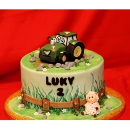 Детский торт "Зеленый трактор"
