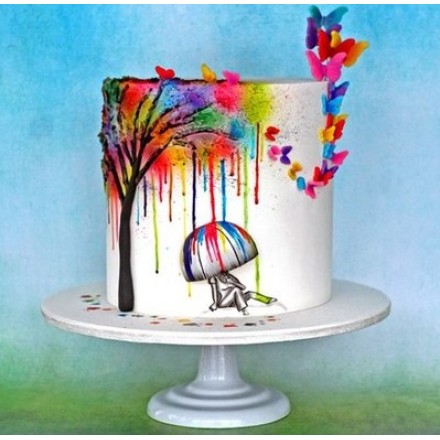Торт на день влюбленных "Разноцветный дождь"