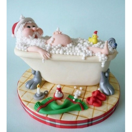 Новогодний торт "Дед Мороз в ванне"