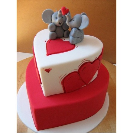 Торт на 14 февраля "Любовь слоников"