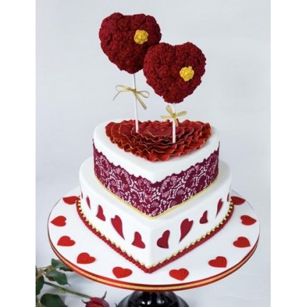 Торт на день влюбленных "Сердечные цветы на палочках"