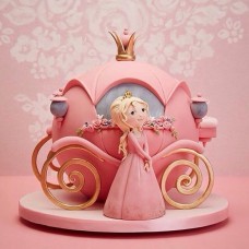 Детский торт "Розовая карета и принцесса"