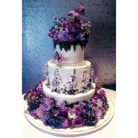 Свадебный торт "Фиолетовый рай из цветов"