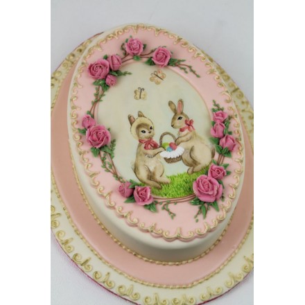 Торт на Пасху "Кролики с корзинкой"