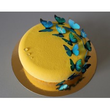 Торт с велюровым покрытием "Голубые бабочки на велюре"