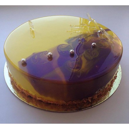 Торт с мраморной глазурью "Фиолетовый и золото"