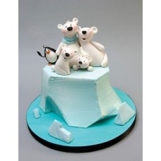 Новогодний торт "Семья белых медведей"