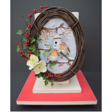 Новогодний торт "Фото снегирей"